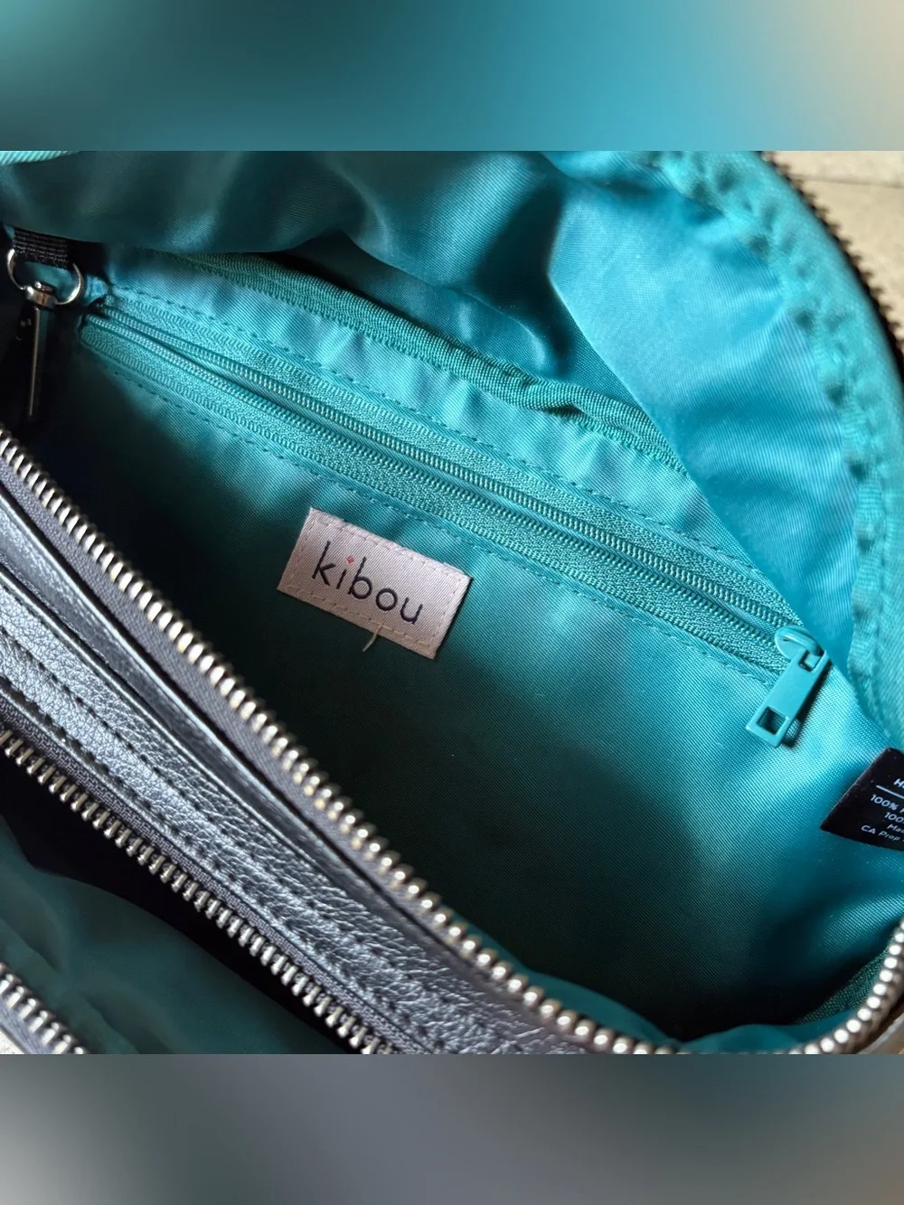 Kibou Diaper Bag Fanny Pack Black Vegan Leather Changing Pad 4 Pockets